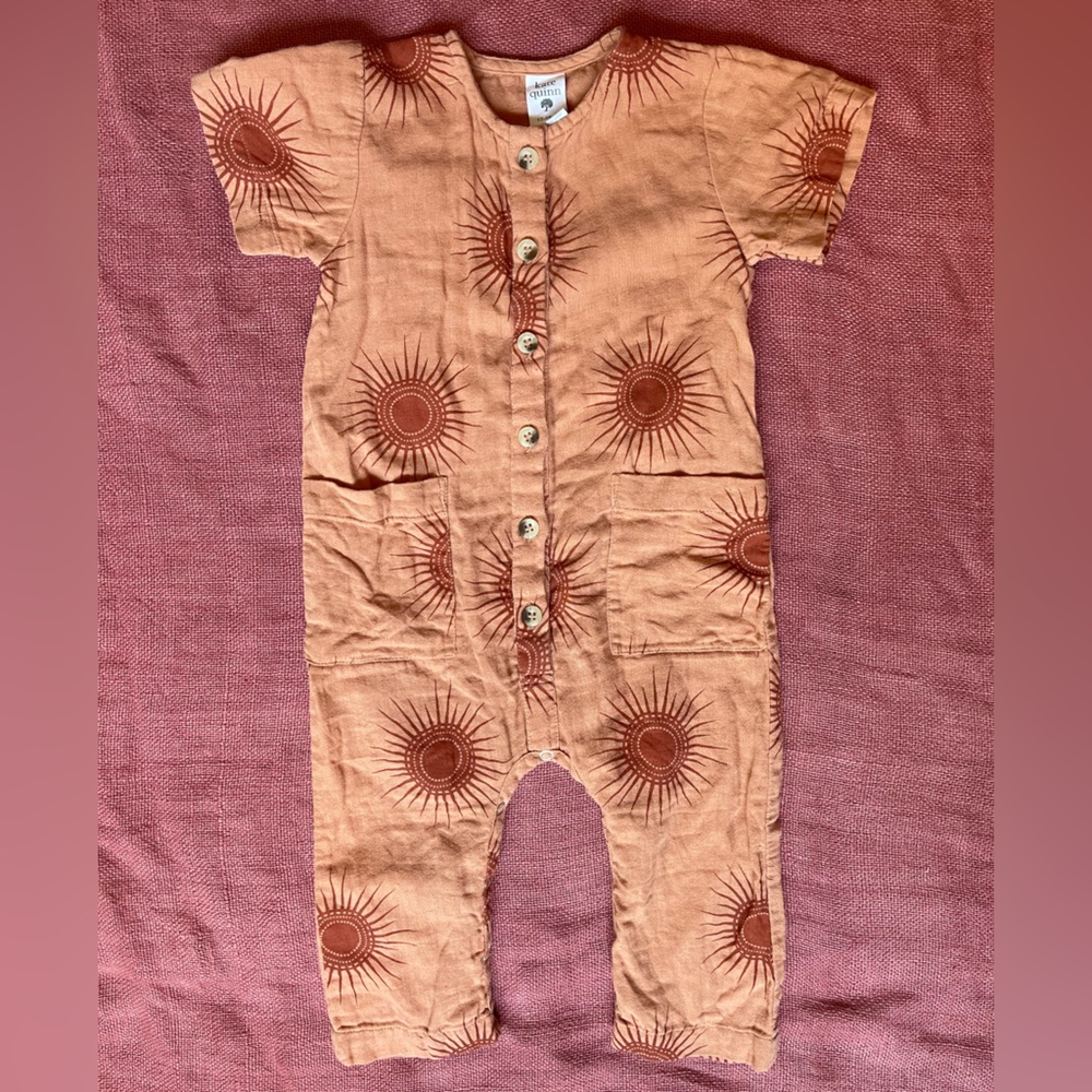 Kate Quinn organic cotton muslin jumpsuit sun pattern